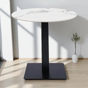 Tavolo pub ristorante bar rotondo 70 cm Top esterno effetto Marmo Bianco H 75