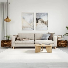 Tavolini Salotto 2 Pz Rovere Fumo 50x50x40cm Legno Multistrato /