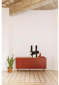 Cassettiera bassa rossa effetto rovere 165x78 cm Arista - Teulat