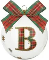 Pallina Natale con lettera B 10 cm tartan