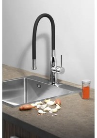 Sapho - Rubinetto per lavello con braccio flessible SILI nero/ottone