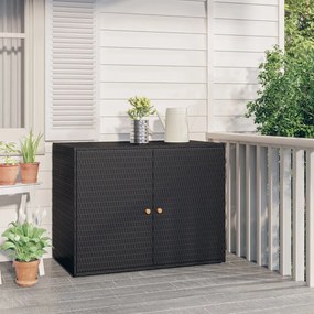 Mobile Portaoggetti Da Giardino Nero 100x55,5x80 Cm Polyrattan /