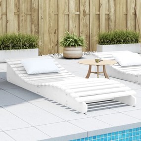 Lettino Prendisole Bianco 205x70x31,5 Cm İn Legno Massello Pino /