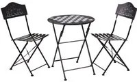 Set tavolino nero scacchiera con 2 sedie Game