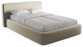 Letto matrimoniale imbottito beige con contenitore con griglia 140x200 cm Kiana - Makamii