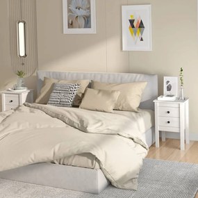 Comodini 2 Pz Bianca 40x35x61,5 Cm İn Legno Massello Di Pino /