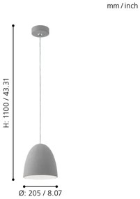 Eglo 92521 - Lampada a sospensione PRATELLA E27/60W/230V