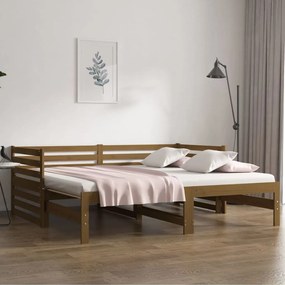 Dormeuse Estraibile Miele 2x(90x190) cm Legno Massello di Pino