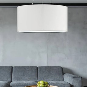 Lampadario Moderno Cilindro teletta bianca bianco paralume bianco e bianco sporco E27 Ø80cm