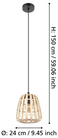 Eglo 390152 - Lampadario a sospensione con filo MONTEZUELO 1xE27/40W/230V diametro 24 cm bambù