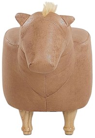 Pouf animaletto in similpelle beige HORSE Beliani