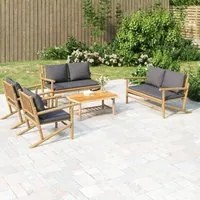 Set Salotto da Giardino 5pz con Cuscini Grigio Scuro Bamb 3156474