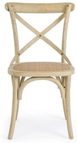 Set di 2 sedie CROSS in legno di olmo naturale e rattan naturale