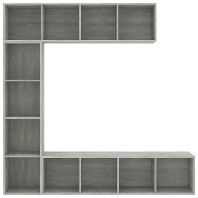 Set mobili libreria/porta tv 3 pz grigio cemento 180x30x180 cm