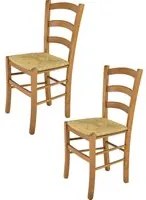 Set 2 Sedie Venice Tommychairs, robusta struttura in legno di faggio verniciata in rovere e seduta in paglia