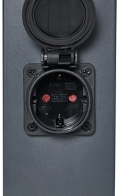 Lampada da esterno grigio scuro con vetro fumé 45cm IP44 con presa e sensore di movimento - Malios