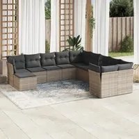 Set Divani da Giardino 11 pz con Cuscini in Polyrattan Grigio 3218610