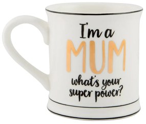 Tazza in porcellana Super Mum, 400 ml Metallic Monochrome - Sass &amp; Belle