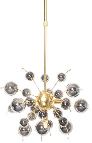 Lampada a sospensione di design in ottone con vetro fumé 4 luci - Explode