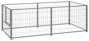Gabbia Per Cani Argento 200x100x70 Cm İn Acciaio /