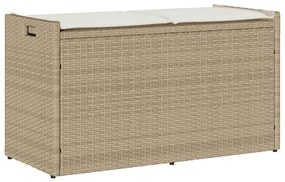 Cassapanca Da Esterno Con Cuscino Beige 100 Cm İn Polyrattan /