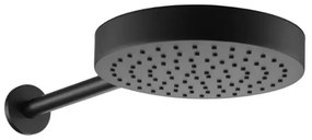 Soffione doccia nero opaco 25 con spessore 4 cm e braccio in acciaio