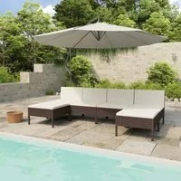 Set Divani da Giardino 6 pz con Cuscini in Polyrattan Marrone cod mxl 37813