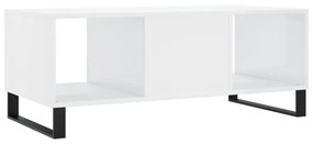 Tavolino da Salotto Bianco Lucido 102x50x40cm Legno Multistrato