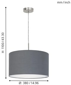 Eglo 31573 - Lampadario a sospensione con filo PASTERI 1xE27/60W/230V