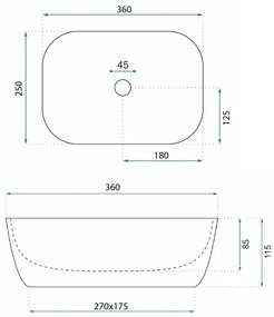 REA-U5667 - Lavabo da appoggio BELINDA MINI 25x36 cm ceramica/bianco lucido
