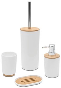 Set 4 Accessori D'Appoggio Feridras "Florida" Bianco/Bambù