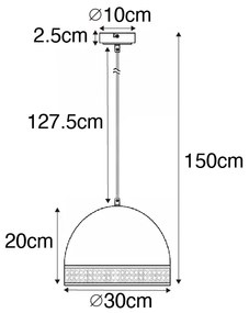 Lampada a sospensione orientale nera con rattan 30 cm - Magna Rotan