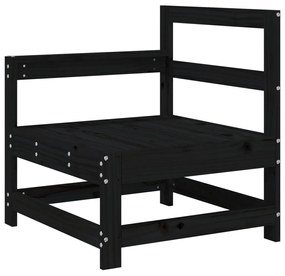 Set Salotto da Giardino 3 pz Nero in Legno Massello di Pino