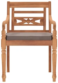 Set pranzo giardino 7pz con cuscini grigio scuro massello teak