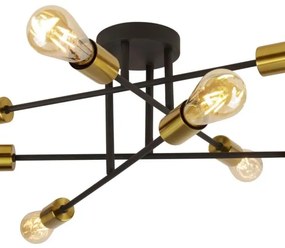 Searchlight 8048-8BK - Lampadario a plafone ARMSTRONG 8xE27/60W/230V ottone