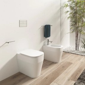 Coppia sanitari scarico a pavimento OLYMPIA CERAMICA tuttoevo bianco lucido WC: P 55 x L 38 x H 56 cm, bidet: P 55 x L 38.5 x H 24 cm