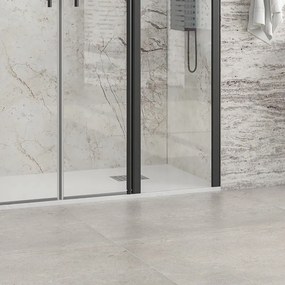 Porta doccia 165 cm colore nero doppio battente e ante fisse | KPX7000N - KAMALU