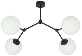Plafoniera Minimal Iperione Acciaio Nero Bianco 4 Luci E14 Ip20