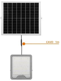 Faro LED Solare 300W IP66, Telecomando Incluso 4.500 lumen - SERIE PRO Colore  Bianco Naturale 4.000K