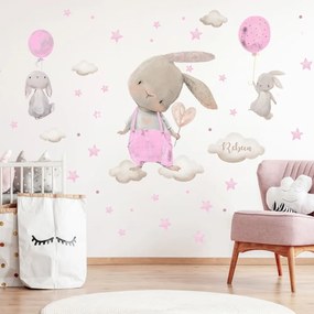 Coniglietti in rosa - adesivi ad acquerello | Inspio