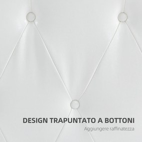 Testiera Letto Matrimoniale Imbottita Design a Bottoni 160x7x120 cm in Pelle PU Bianca...