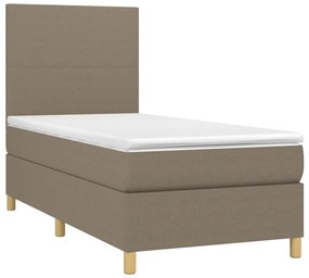 Letto a molle con materasso e led tortora 90x200 cm in tessuto