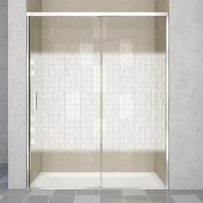 Porta doccia scorrevole L 118-119.5 cm x H 200 cm per nicchia in vetro smerigliato SP. 6 mm, profilo lucido cromo, serie Jazz