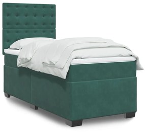 Giroletto A Molle Con Materasso Verde Scuro 100x200 Cm Velluto /