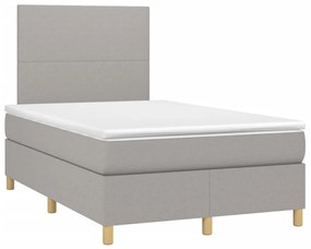 Letto a molle materasso e led grigio chiaro 120x190 cm tessuto