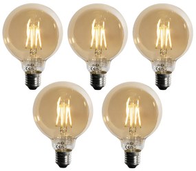 Set da 5 Lampadine LED E27 dimmerabili a 3 fasi Oro G95 4W 450 lm 2700K
