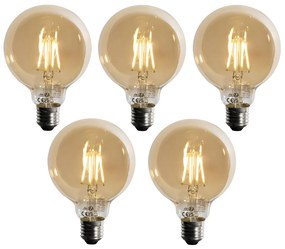 Set di 5 Lampadina LED dimmerabile a 3 livelli E27 oro G95 4W 450lm 2700K