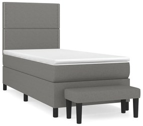 Giroletto a molle con materasso grigio scuro 80x200 cm tessuto