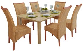 Sedie da pranzo 6 pz marroni in rattan naturale