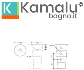 Kamalu - lavabo da terra freestanding design cilindrico bianco | litos-l42